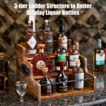 KLM Liquor Bottle Display Shelf, Coffee Syrup Rack Organizer, 3 Step Countertop Liquor Wine Rack, mini bar,liquor cabinet, Home Retro Bar Shelf Stand for Liquor Whiskey, Spirits - Image 6