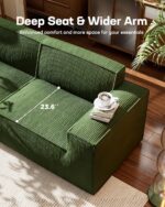 Marsail 80" L Shaped Sofa Modular, Corduroy Cloud Couches with Deep Seats and High-Back Design, Modular Sectional Sofa for Living Room with Ottoman, No Assembly Required - Image 5