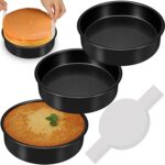 8 Inch Cake Pan Set of 3, Nonstick Baking Pans Set with 100PCS Pre-cut Parchment Paper for Layer Cakes, Durable Round Cake Pans Sets for Baking for Birthday Christmas, Dishwasher Safe - Image 2