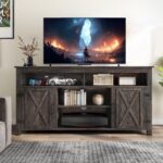 DWVO TV Stands for Living Room, Farmhouse Entertainment Center for 65 Inch TV, Rustic TV Console with Storage and Barn Door, Console Table Media Television Stands, 59 Inches, Light Rustic Oak - Image 7