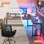 Huuger 63 Inch L Shaped Desk with Power Outlets and USB-C Port, 0.95 Inch Thicker Desktop, Reversible Computer Desk, Larger Office Corner Gaming Desk, Metal Frame, for Home Office, Study, Rustic Brown - Image 7