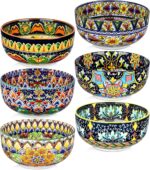 Ceramic Cereal Bowls Set of 6, 28 oz Bohemian Soup Bowl, Colorful Bowls Set for Kitchen, Dessert Bowls for Salad, Pasta, Oatmeal, Ramen, Oatmeal, Fruit, Dishwasher & Microwave Safe - Image 2