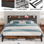 LIKIMIO California King Bed Frames, Storage Headboard with Charging Station, Solid and Stable, Noise Free, No Box Spring Needed, Easy Assembly - Image 8