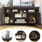 DWVO TV Stands for Living Room, Farmhouse Entertainment Center for 65 Inch TV, Rustic TV Console with Storage and Barn Door, Console Table Media Television Stands, 59 Inches, Light Rustic Oak - Image 5