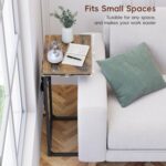 Vagusicc C Shaped End Table with Charging Station, 33" Tall Side Table for Couch, Sofa Table Adjustable Height Small Couch Side C Table, Slide Under Sofa Tray Arm Table for Living Room, Bedroom, Brown - Image 5