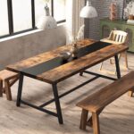 Tribesigns Dining Table for 8 People, 70.87-inch Rectangular Wood Kitchen Table with Strong Metal Frame, Industrial Large Long Dining Room Table for Big Family (Rustic Brown) - Image 6