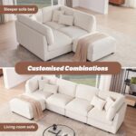125 Inch Oversized Corduroy Modular Sectional Sofa, U Shaped Modular Couch with Storage, 5 Seat Convertible Corduroy Couch, Comfy Sectional Couches for Living Room with Foam, Light Beige - Image 5