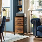 DEVAISE Mobile File Cabinet, Rolling Printer Stand with 3 Drawers, Fabric Vertical Filing Cabinet fits A4 or Letter Size for Home Office, Rustic Brown Wood Grain Print - Image 3