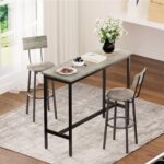 Bar Stools, Set of 2 High Kitchen Barstools, Counter Stools Bar Chairs with Back, PU Soft seat, Footrest, Simple Assembly, Industrial Seat for Dining Room Kitchen Bar, Greige BS-004GR - Image 3