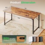 Huuger Computer Desk, 55 Inch Home Office Desk, Gaming Writing Work from Home Study Desk, Large Legroom, Sturdy Metal Frame, Modern Simple, Rustic Brown - Image 3