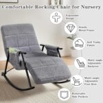VECELO High Back Nursery Rocking Chair with Foot Rest, Teddy Upholstered Reclining Glider Rocker, Comfy Armchair Padded Seat Removable Side Pockets for Living Room, Bedroom, Balcony - Image 4