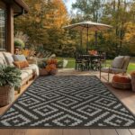 GENIMO Outdoor Rug for Patio Clearance,5'x8' Waterproof Mat,Reversible Plastic Camping Rugs,Rv,Porch,Deck,Camper,Balcony,Backyard,Black & Gray - Image 9