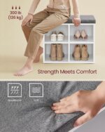 VASAGLE Shoe Bench with Cushion, Shoe Storage Bench with 4 Compartments and 2 Adjustable Shelves, Entryway Bench with Padded Seat, for Bedroom, Closet, Living Room, Cloud White ULHS234W01 - Image 5