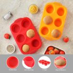 2PCS Silicone Muffin Cupcake Pan Molds, 6-Cavity Non Stick Silicone Muffin Pans for Baking Muffin, Cupcakes, Brownies and More, Food Grade and BPA Free (Orange and Red) - Image 4
