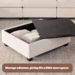 125 Inch Oversized Corduroy Modular Sectional Sofa, U Shaped Modular Couch with Storage, 5 Seat Convertible Corduroy Couch, Comfy Sectional Couches for Living Room with Foam, Light Beige - Image 7