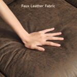 ONBRILL Faux Leather Sofa, 84 Inches Nailhead Trim Couch for Living Room, Mid-Century Modern Deep Seat Sofa with Rolled Arms, Classic 3 Seater Couch for Apartment, Office, Brown - Image 6