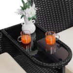 Yaheetech Patio Loveseat, Outdoor Wicker Double Chair w/Side Table, PE Rattan Furniture Set for Two People, Love Seat w/2 Removable Cushions & 1 Tempered Glass Side Table, Black/Beige - Image 10