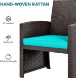 YITAHOME Patio Furniture Wicker Outdoor Bistro Set, 4-Piece All Weather Rattan Conversation Loveseat for Backyard, Balcony and Deck w/Soft Cushions and Metal Coffee Table (Brown+Blue) - Image 7