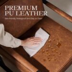 Yaheetech PU Leather Armchairs, Retro Leisure Accent Chair with Extra Soft Padded and Cushion, 105 Degree Slant Back, Modern Reading Arm Chair for Living Room/Office/Bedroom/Study, 2pcs, Light Brown - Image 7