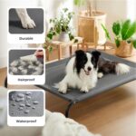Bedsure Outdoor Elevated Dog Bed Large Sized Dog, Portable Indoor & Outdoor Cooling Raised Cot Pet Hammock Bed with Skid-Resistant Feet, Frame with Breathable Mesh, Grey, 49 inches - Image 5