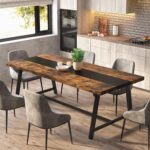 Tribesigns Dining Table for 8 People, 70.87-inch Rectangular Wood Kitchen Table with Strong Metal Frame, Industrial Large Long Dining Room Table for Big Family (Rustic Brown) - Image 2