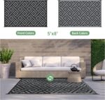 GENIMO Outdoor Rug for Patio Clearance,5'x8' Waterproof Mat,Reversible Plastic Camping Rugs,Rv,Porch,Deck,Camper,Balcony,Backyard,Black & Gray - Image 5