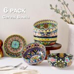 Ceramic Cereal Bowls Set of 6, 28 oz Bohemian Soup Bowl, Colorful Bowls Set for Kitchen, Dessert Bowls for Salad, Pasta, Oatmeal, Ramen, Oatmeal, Fruit, Dishwasher & Microwave Safe - Image 5