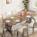 IDEALHOUSE Rectangular Dining Table, 70.9-Inch Long Dining Table for 6 People, Farmhouse Rustic Kitchen Table with Heavy Duty Metal Legs for Dining Room - Image 4