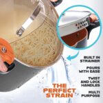 Gotham Steel 5 Quart Stock Pot Multipurpose Pasta Pot with Strainer Lid & Twist and Lock Handles, Nonstick Ceramic Surface Makes for Effortless Cleanup with Tempered Glass Lid, Dishwasher Safe - Image 3