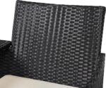 Yaheetech Patio Loveseat, Outdoor Wicker Double Chair w/Side Table, PE Rattan Furniture Set for Two People, Love Seat w/2 Removable Cushions & 1 Tempered Glass Side Table, Black/Beige - Image 8