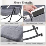 VECELO High Back Nursery Rocking Chair with Foot Rest, Teddy Upholstered Reclining Glider Rocker, Comfy Armchair Padded Seat Removable Side Pockets for Living Room, Bedroom, Balcony - Image 5