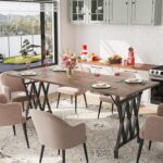 IDEALHOUSE Rectangular Dining Table, 70.9-Inch Long Dining Table for 6 People, Farmhouse Rustic Kitchen Table with Heavy Duty Metal Legs for Dining Room - Image 2