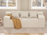 Modern 3-Seater Sofa, Hybrid Sofa in a Box, No Assembly Required, Comfy Sofa Couch with 3 Matching Pillows, Cat-Scratch Resistant Linen, Couch for Living Room or Bedroom, Beige - Image 2