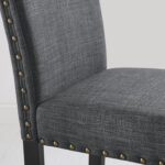 Roundhill Furniture Biony Gray Fabric Dining Chairs with Nailhead Trim, Pack of 2 - Image 3