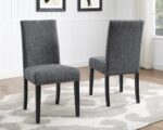 Roundhill Furniture Biony Gray Fabric Dining Chairs with Nailhead Trim, Pack of 2 - Image 2