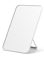 OMIRO Desk Makeup Mirror, 8 x 5 inches Table Mirror with Foldable Stand and Hanging Hole for Shaving and Travelling, White - Image 2