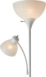 GLOBE Electric 67136 72" Torchiere Floor Lamp with Adjustable Reading Light, Matte White Finish, Frosted Shades, Rotary Switch on Socket, E26 Base - Image 7