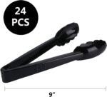 24 Pieces Plastic Salad Tongs, Black Kitchen Serving Tongs, 9 Inch Disposable Utensils Set, Heavy Duty Scalloped, Perfect for Buffets and BBQ, Food Safe Material - Image 3