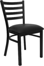 Flash Furniture Hercules Series Commercial Ladder Back Restaurant Chairs, Modern Lightweight Metal Dining Chairs with Padded Seats, Set of 2, Black - Image 8
