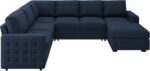 HONBAY Sleeper Sectional Couch with Pull-Out Bed Sectional Sleeper Sofa Pull Out Bed with Storage Chaise, 6 Seaters Couch for Living Room, Velvet Blue - Image 10
