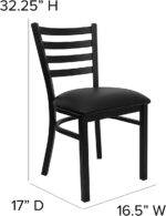 Flash Furniture Hercules Series Commercial Ladder Back Restaurant Chairs, Modern Lightweight Metal Dining Chairs with Padded Seats, Set of 2, Black - Image 4