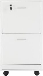 File Cabinet - 2-Drawer Cabinet with Lock and Deep Drawer Storage - Rolling Filing Cabinet for Under The Desk, Home, or Office by Lavish Home (White) - Image 15