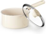 Redchef Ceramic Nonstick Saucepan with Lid, 1.5QT Small Cooking Pot, Non Toxic Sauce Pans for Kitchen, Cool Handle PFAS Free Compatible with All Cooktops, White - Image 2