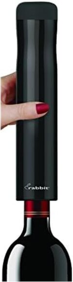 Rabbit Automatic Electric Corkscrew Wine Opener, Cordless Rechargeable, One-Touch Operation, Sleek Shiny Black Finish, Easy to Use for Wine Lovers - Image 2