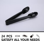 24 Pieces Plastic Salad Tongs, Black Kitchen Serving Tongs, 9 Inch Disposable Utensils Set, Heavy Duty Scalloped, Perfect for Buffets and BBQ, Food Safe Material - Image 6