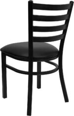 Flash Furniture Hercules Series Commercial Ladder Back Restaurant Chairs, Modern Lightweight Metal Dining Chairs with Padded Seats, Set of 2, Black - Image 6