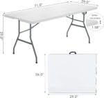 Goplus 6ft Folding Table, Indoor Outdoor Foldable Plastic Folding Tables, Heavy-Duty Rectangular Fold Up Table w/Handle, Portable Utility Card Table for Picnic, Party, Dining, Camping, Beach, White - Image 4