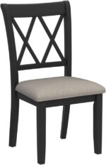 Roundhill Furniture Windvale Fabric Upholstered Dining Chair, Set of 2, Black - Image 9
