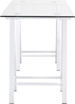 OSP Home Furnishings Middleton 47 Inch Desk with Clear Beveled Glass Top, White Base - Image 5