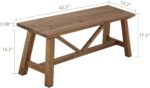 Wnutrees 43" Farmhouse Wood Bench, Narrow Bench, Long Bench Seat for Entryway, Living Room, Dining Room, Solid Wood, Natural - Image 3